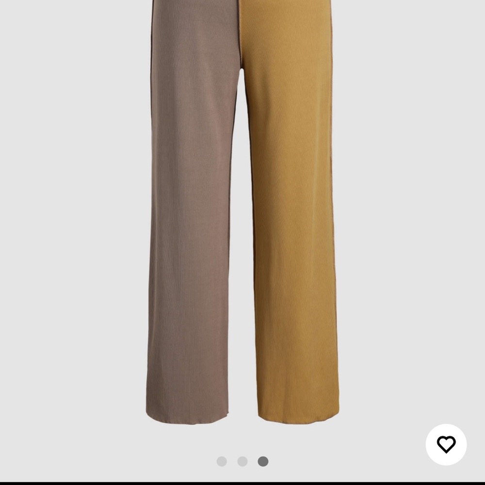 Two Tone Rib-knit Pants